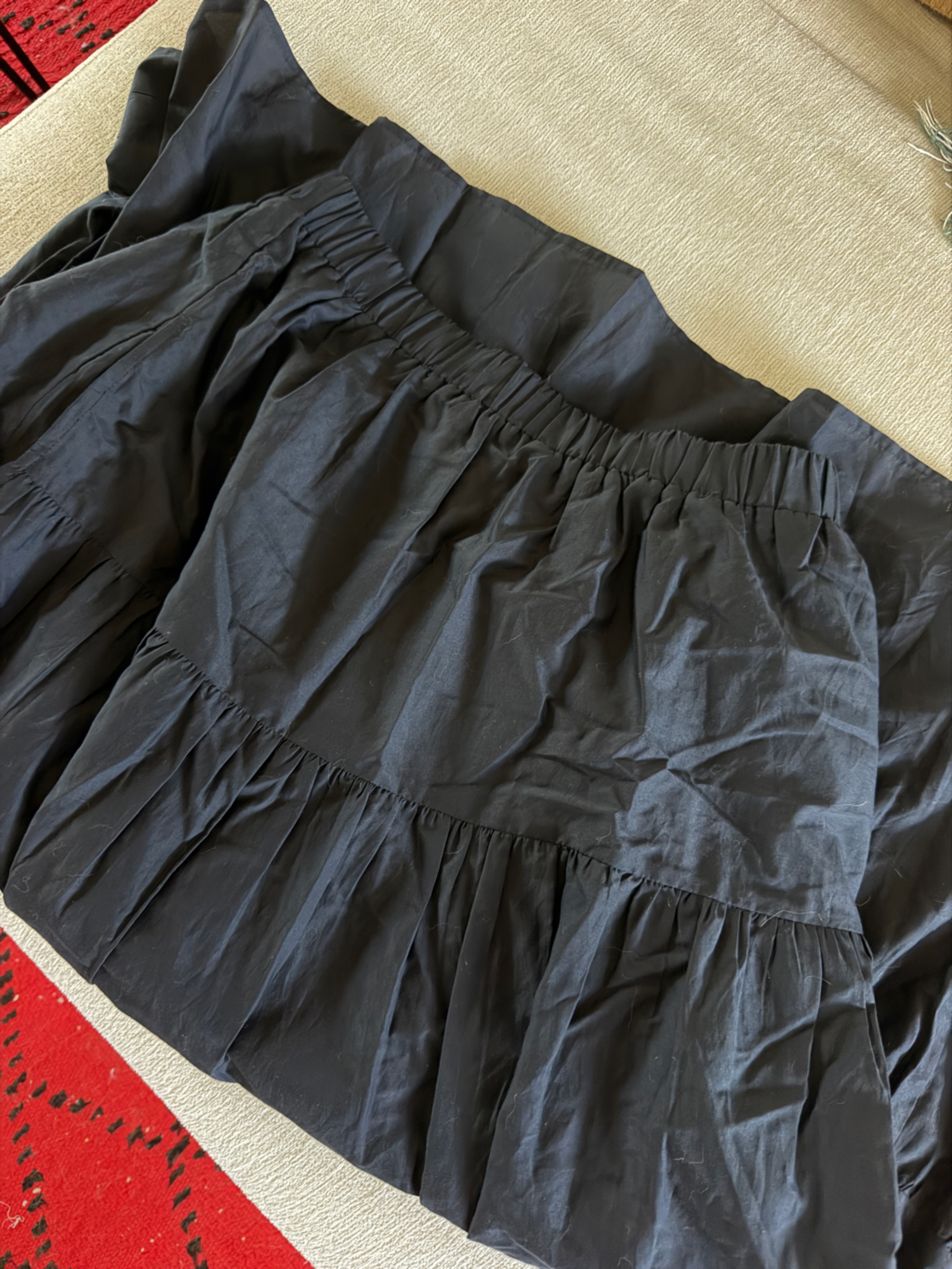 Na Nin Mimi Silk Cotton Voile Skirt - Black Tiered Maxi Skirt — image 5 of 8